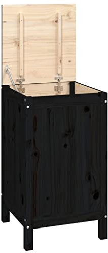 vidaXL Wäschetruhe Wäschekorb Wäschebox Wäschetonne Holztruhe Wäschebehälter Sammler Korb Box Wäschesack Schwarz 44x44x76cm Massivholz Kiefer