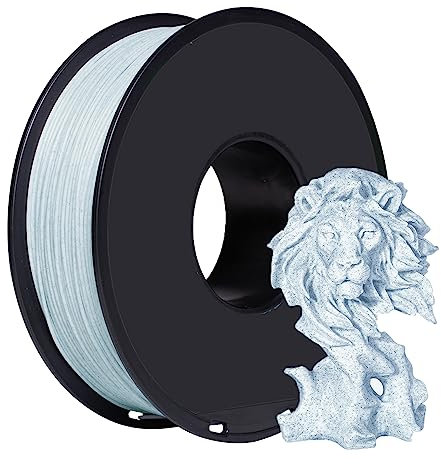 TEQStone PLA Filament 1,75mm Marmor Blau, Steinähnliche Oberfläche, Maßgenauigkeit +/- 0,03 mm 3D Drucker Filament Marble PLA 1 Kg Spule Vakuumverpackung