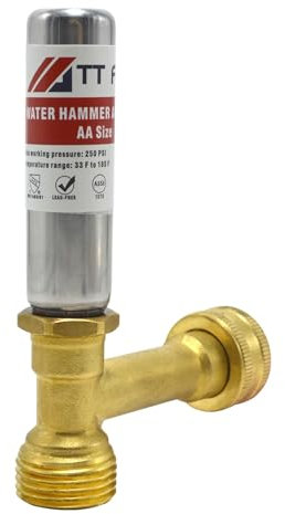 TT FLEX Stainless Steel Water Hammer Arrestor 3/4 Inch Swivel FHT x 3/4 Inch MHT for Washing Machine and Garden Hose Water Pipe
