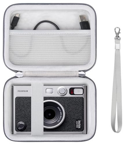 Supmay Hard Carrying Case for Fujifilm Instax Mini EVO 2-in-1 Photo Camera, Instax Mini Printer Travel Storage Case with Mesh Pocket Can Store USB Cables, Film or Other Small Accessories, Grey