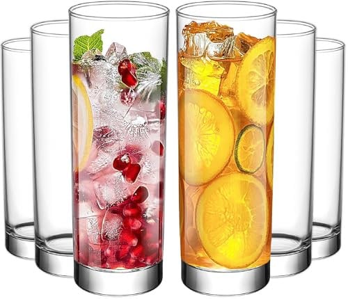 LAV Luxury Highball Glasses Cocktail Glasses Set of 6 360 ml% 100LEAD Free Hiball Glasses Set of 6, Tall Water Drinking Glasses Hiball Glasses, Tall Tumbler Glasses, High Balls Glasses