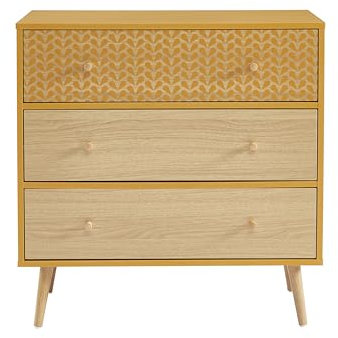 BAÏTA - Kommode Capucine, Ockergelb und Eicheneffekt, 78 cm, Gelb