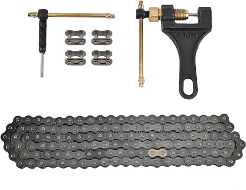 Trkimal Motorcycle 420 Standard Roller Chain 132 Link + Chain Breaker for 50cc 70cc 90cc 110cc 125cc Dirt Pit Bike ATV Quad Go Kart Scooter Mini Bike