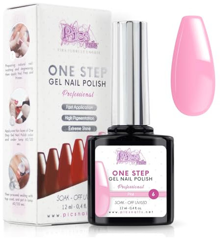 Pics Nails Vernis Semi Permanent UV/Led One Step 12 ml - Rose - Gel Ongle Uv Brillants
