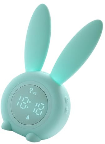 Warmhm Kaninchen Uhr Hasen-Wecker Rabbit Uhr Schlaftrainer Hase Weckuhr Desktop-Wecker kinderuhren Armbanduhr Kinder grün kinderwatchuhr yed kleine Uhr klingeln Uhr Süßer Hase Nachtlicht