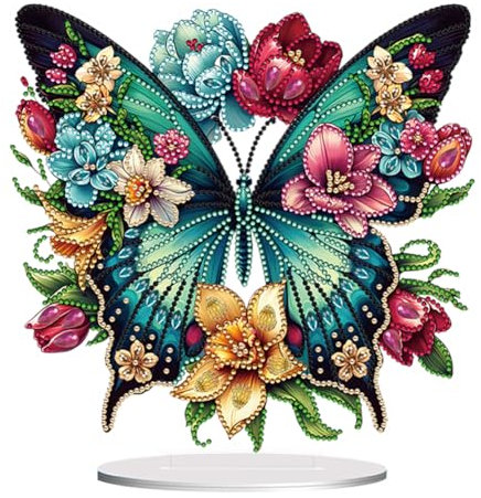 Starnearby DIY Diamond Painting Schmetterling Deko, 5D Diamant Painting Tisch Deko, Diamant Malerei Kunst Set, Ornamente Geschenke für Anfänger Hausgeschenk Deko für Familie (Schmetterling)