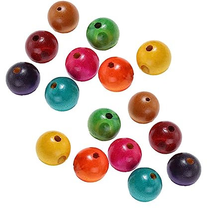 Operitacx 200stücke Bunte Holzperlen Runde Bastelperlen Aus Naturholz Für Kreative Schmuckherstellung Und Handwerksprojekte Für Halsketten Und Armbänder