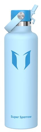 Sparrow Trinkflasche Edelstahl 500ml/750ml/1L/1.2L Thermosflasche Strohhalm | Wasserflasche, Thermoskanne, Thermobecher, FlipFlow, Auslaufsicher, Isolierte, BPA-Frei, Spülmaschinenfest, Sport, Fitness