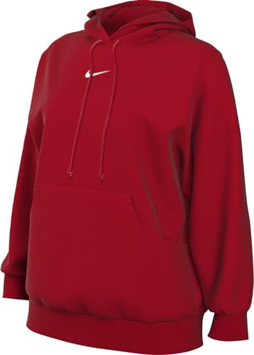 Nike Damen Hooded Long Sleeve Top W NSW Phnx FLC Os Po Hoodie, University Red/Sail, DQ5860-657, L