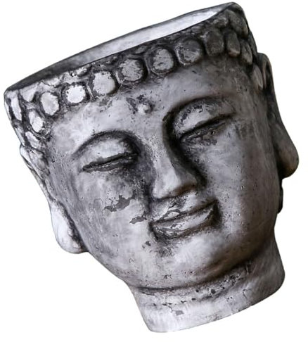 DIKACA Sukkulenten-Blumentopf mit Zen-Buddha-Kopffigur aus Zement Kopf pflanzer töpfe Buddha-Kopf-Pflanzer inneneinrichtung Desk Decoration Schreibtisch Kaktus Stifthalter schmücken