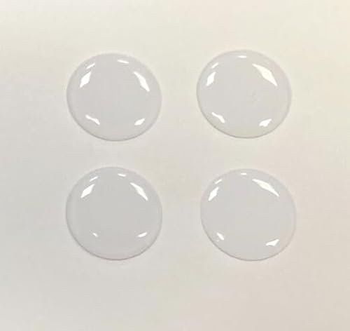 4 x 15 mm Durchmesser, weißer, runder Aufkleber, Hochglanz, gewölbtes Gel