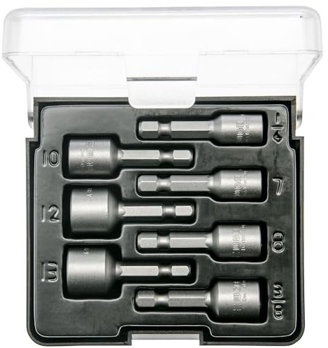 Sechskant Stecknuss Bitsatz für Akkuschrauber magnetisch | 7-teilige Bit Box geeignet als Schlagschrauber Nuss Bitset | Sechskant Bit Set von WGB Das Werkzeug