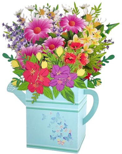 Hierein Pop Up Karte Geburtstag, Blaue Blumen Geburtstagskarte mit Umschlag, 3D Blumen Geburtstagskarte Frau für Mama Ehefrau Freundin, Geburtstag Jahrestag Muttertag, Geschenke für Frauen