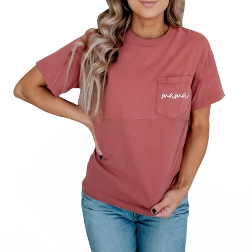 Komfort-Stillshirts für Damen, Mama, Reißverschluss, Still-Top, Distressed Schwangerschaftskleidung mit Tasche, Rot/Ausflug, einfarbig (Getaway Solids), Mittel