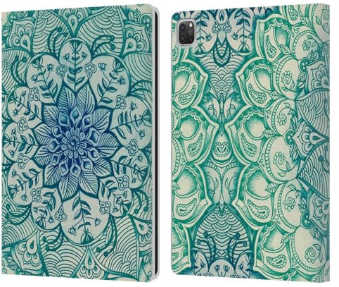 Head Case Designs Licenza Ufficiale Micklyn Le Feuvre Doodle Smeraldo Mandala 3 Custodia Portafoglio in Pelle Compatibile con Apple iPad PRO 13 M4 2024