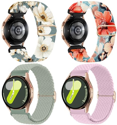chinbersky 20mm Nylon Geflochtenes Armband Kompatibel mit Samsung Galaxy Watch 4/5/6/7/FE 40mm 44mm Armband/5 Pro/Watch 4&6 Classic/Active 2 40mm 44mm/Watch3 41mm/Gear Sport/Gear S2 Classic