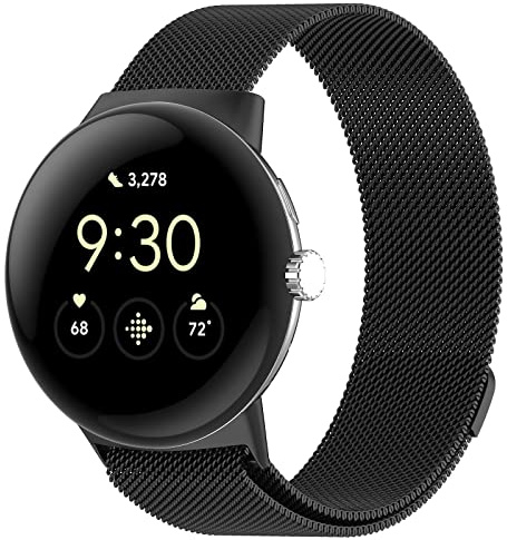 ZoRoll Metall Armband für Google Pixel Watch 5 41mm/4 41mm/3 41MM/2/1 | Mesh Metall Uhrenarmband, Magnetisch Verstellbarer Ersatzband für Google Pixel Watch 5 41MM/4 41MM/3/2/1 - Schwarz
