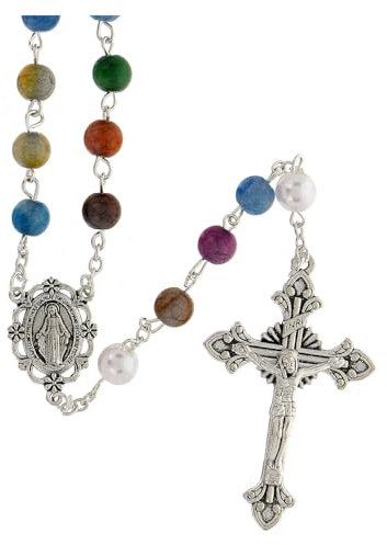 Rosenkranz mit bunten Perlen in Acryl-Optik, 8 mm