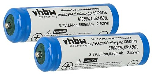 vhbw 2X Akku kompatibel mit Braun 50-M1000s, 50-W1000s, 50-B1000s, 50-M1200s Easy Clean Rasierer (680 mAh, 3,7 V, Li-Ion)