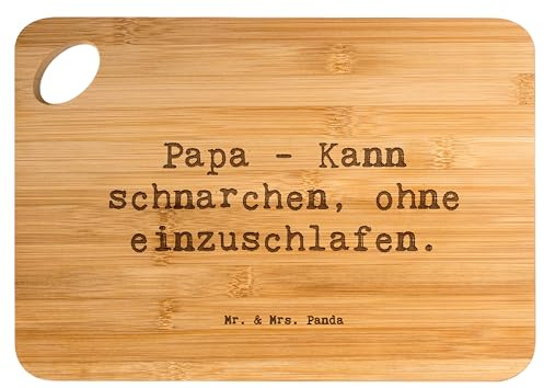 Mr. & Mrs. Panda Bambus - Schneidebrett Spruch Papa Schnarchen - Geschenk, Freude, Familie & Verwandte, Danke, Holzbretter, persönliche Erinnerungen,