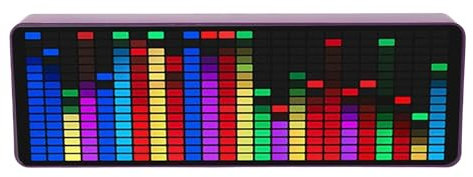 Audio Spectrum Analyzer, 384 LED 1624RGB Colorful LED Music Spectrum Electronic Clock Voice Controlled Rhythm Light Digital Graphic Equalizer Home Stereo Equalizer for Musicians