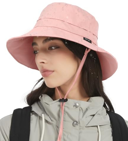 Creekstone Regenhut Damen Herren Wasserdicht, Sonnenhut UV Schutz, Floppy Bucket Hat Eimerhut, Outdoor Hut Faltbar für Wandern Fischerhut (DE/NL/SE/PL, Alphanumerisch, Einheitsgröße, Rosa)