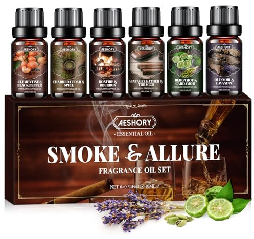 AESHORY Ätherische Öle Set Männer 6x10ml, Naturrein Aroma Diffuser Öl, Duftöle Essential Oils für Luftbefeuchter Kerzenherstellung Parfüm