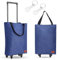 MOONCY 2 in 1 Shopping Trolley, 30L Large Folding Shopping Bag on Wheels, Lightweight Foldable Grocery Trolleys for Camping Traveling and Laundry, Blue