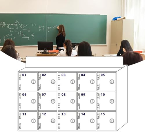 Pounjsd Armoire de Rangement pour TéLéphone Portable avec Serrure et Numérotée, 15 Fentes en Téléphones Portables Armoire de Rangement Mural Casier pour Salle de Classe, Bureau, Examen
