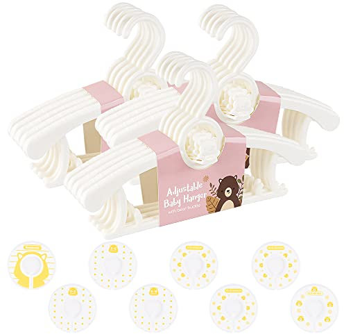 Kinderkleiderbügel Ausziehbare mit Stapelbaren Bärchen-Haken,Platzsparend rutschfeste Kleiderbügel mit Größenring Kinder, Kunststoff Kinderkleiderbügel für Kinderbekleidung Baby,30 stück rosa
