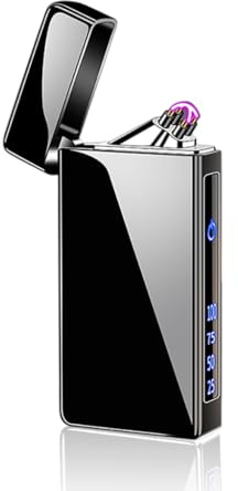 Elektrisches Feuerzeug, USB winddichtes Feuerzeuge, Geschenk für Weihnachten, Familie, Freunde, Camping, Grillparty (Schwarz)