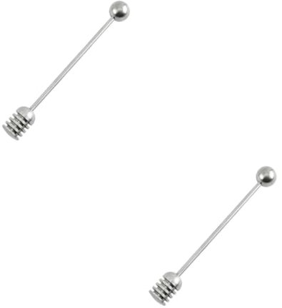 Mobestech 2 Stück Edelstahlhonigmischer Sirup-Rührstab Honigrührstab aus Edelstahl Honigstab aus Edelstahl Honigstock Honigrührstäbe aus Edelstahl Honigrührer Honigmischrührer Silber