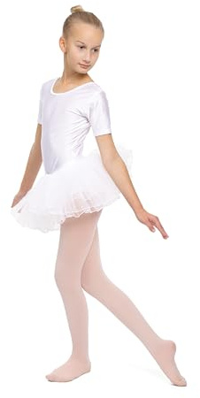 OVISSA Collant Balletto Bambina 80 DEN – Resistenti ed Elasticizzati – Rosa 104–122 cm