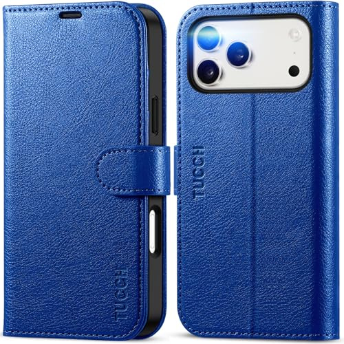 TUCCH Wallet Case with 4 Card Slots for iPhone 17 Pro Max, Klein Blue | RFID Blocking, Kickstand, Shockproof TPU, Premium PU Leather, Magnetic Closure, Folio Flip Folding Cover