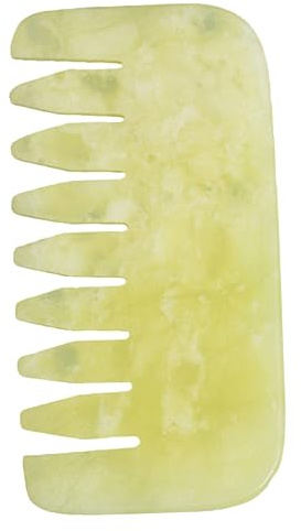 Veemoon Tragbarer Jade Gua Sha Kamm zur Kopfhautmassage gegen Schuppen für Lange Dicke Haare mit Feiner Verarbeitung und Natürlichem Grünen Stein