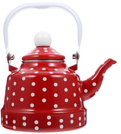 Zerodeko Teekanne aus Emaille 1l Rot mit Edelstahlfilter, Wasserkocher | Kreative Teekanne, Küchenbedarf, Teekann Emaille für Gäste und Geschenk