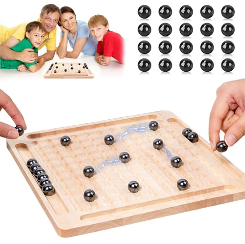 LIULINY Ajedrez Magnetico con 20 Piedras Magnéticas Juego Ajedrez Magnetico | Madera Magnetic Chess Game para Viajar, Diversión Educativa Interactiva para Niños y Adultos