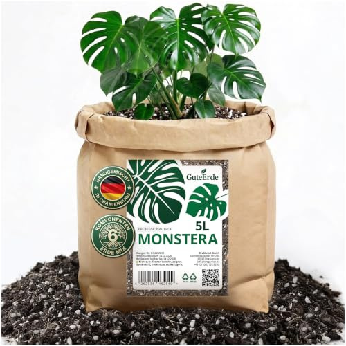 GuteErde Monstera Erde für Zimmerpflanzen und Garten - 5L Monstera Substrat für Pflanzen, Palmen, Blumen