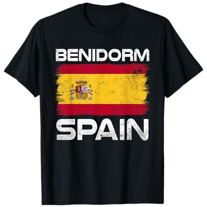 Benidorm Bandiera Spagna Design Bandiera Spagnola Orgogliosa Maglietta