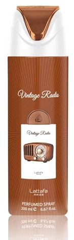 Lattafa Pride Vintage Radio Deodorant Spray 200ml – Unisex Woody Aromatic Deodorant with Lavender, Palo Santo & Amberwood