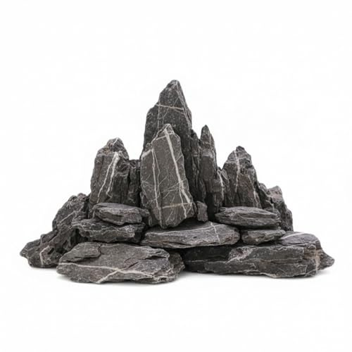 Yongyann 1kg Aquarium Steine, 4-8CM & 10-20CM Aquarium Deko Aquascaping | Dekosteine für Aquascaping, Mini Landschaft & Terrarium, 4-20 cm Bruchsteine für DIY Projekte