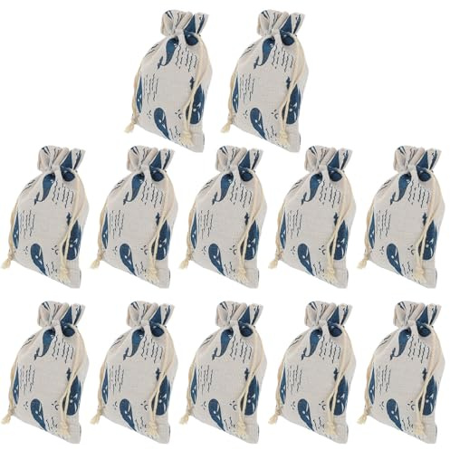 OFFSCH Présents à Cordon en Tissu pour Rangement de Bijoux et Bonbons Bleu Motif Baleine 12 Paquet 12 Pièces lors de Fêtes et Réunions à Domicile