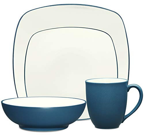 Noritake Colorwave Blue 4-Piece Square Place Setting, Service for 1