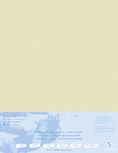 Clairefontaine - Ref 496015C - Pastelmat Mounted Board (5 Sheets) - 1800 Microns - 50 x 70cm - Sand Colour - Specially Formulated for Use with Pastels