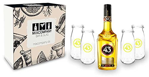 Licor 43 Set/Geschenkset - Licor 43 Liqueur 07L (31% Vol) + 4x Blanco 43 Gläser Likör Liquor 43er