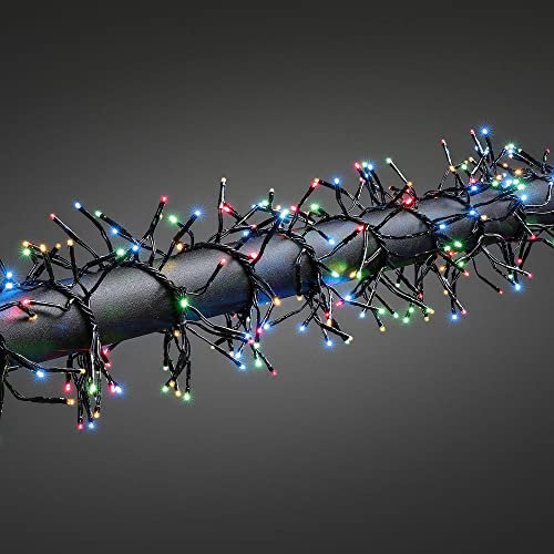 Konstsmide Micro LED Büschellichterkette Cluster, mit 8 Funktionen, Steuergerät und Memoryfunktion, 364 bunte Dioden, 36V Außentrafo, schwarzes Kabel - 3860-500, Bunt