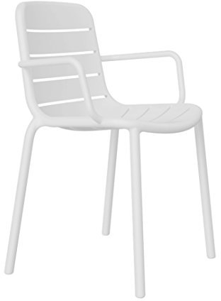 Resol Gina Stuhl mit Armlehnen, Kunststoff, 52 x 56,9 x 80,5 cm, Weiß, 2 Stück