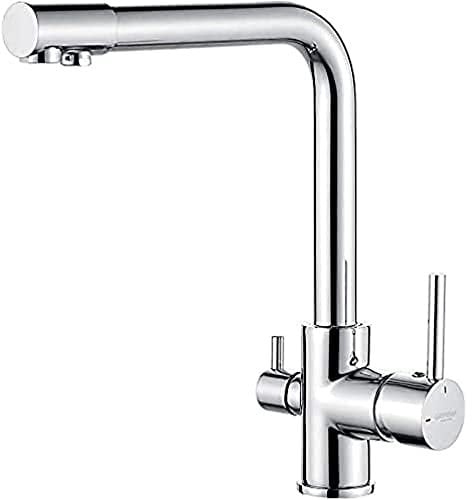 GRIFEMA DOVER-G4003, Robinet de Cuisine 3 voies, Mitigeur d'Evier de Cuisine avec Sortie Eau Filtrée, Chrome