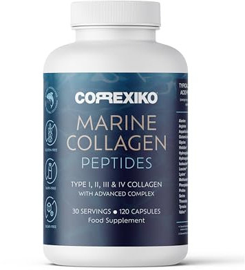 CORREXIKO Marine Collagen Supplement Tablets - 2000mg Hydrolysed Collagen Peptides per Serving with Added Hyaluronic Acid, Vitamin C & Minerals - for Hair, Skin & Nails - 120 Capsules 30 Day Supply