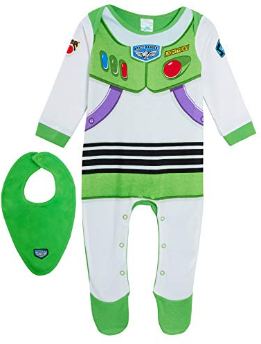 Disney Baby Boys Sleepsuit Toy Story 4 Buzz Lightyear Babygrow + Bandanna Bib Gift Set